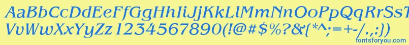 BenjaminItalic Font – Blue Fonts on Yellow Background