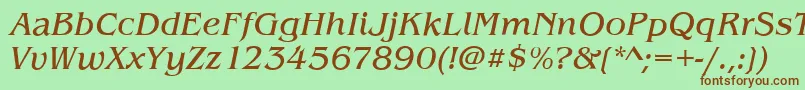 Fonte BenjaminItalic – fontes marrons em um fundo verde