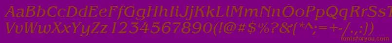 BenjaminItalic-fontti – ruskeat fontit violetilla taustalla