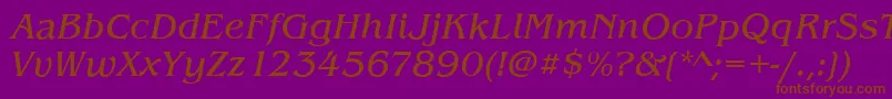 Fonte BenjaminItalic – fontes marrons em um fundo roxo