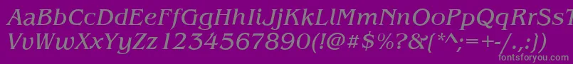 BenjaminItalic-fontti – harmaat kirjasimet violetilla taustalla