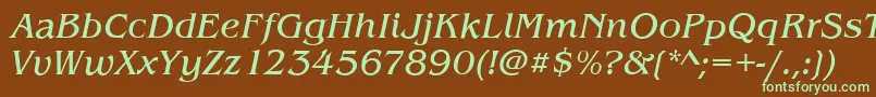 BenjaminItalic Font – Green Fonts on Brown Background