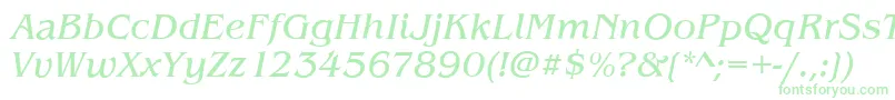 Fonte BenjaminItalic – fontes verdes em um fundo branco