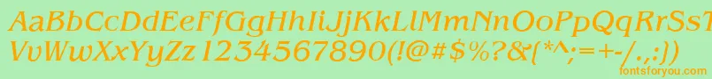 BenjaminItalic Font – Orange Fonts on Green Background