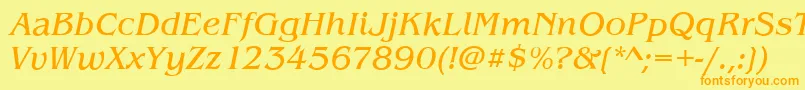 BenjaminItalic Font – Orange Fonts on Yellow Background