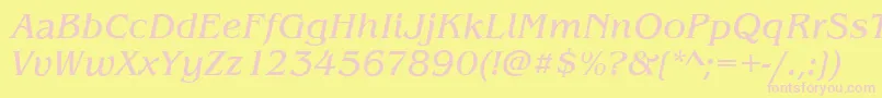 BenjaminItalic Font – Pink Fonts on Yellow Background