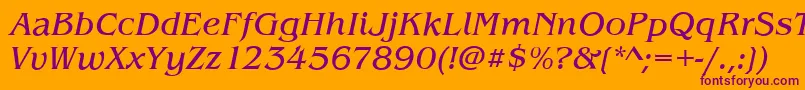 BenjaminItalic Font – Purple Fonts on Orange Background