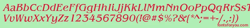 フォントBenjaminItalic – 赤い文字の緑の背景