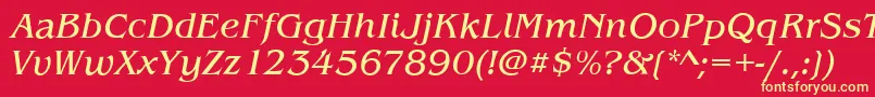 Fonte BenjaminItalic – fontes amarelas em um fundo vermelho