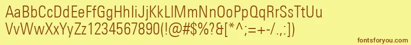UniversNextProLightCondensed Font – Brown Fonts on Yellow Background