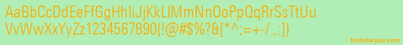 UniversNextProLightCondensed Font – Orange Fonts on Green Background