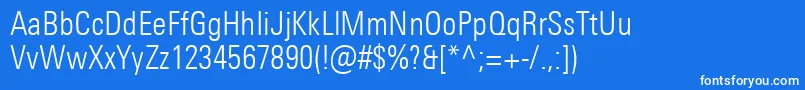 UniversNextProLightCondensed Font – White Fonts on Blue Background