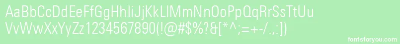 UniversNextProLightCondensed Font – White Fonts on Green Background