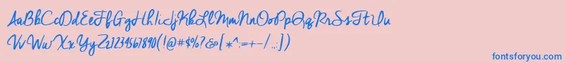 BmdCheddarJack-Schriftart – Blaue Schriften auf rosa Hintergrund