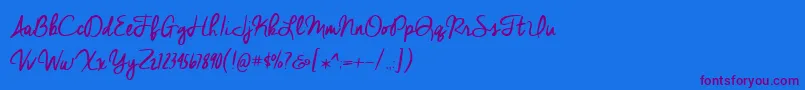 BmdCheddarJack Font – Purple Fonts on Blue Background