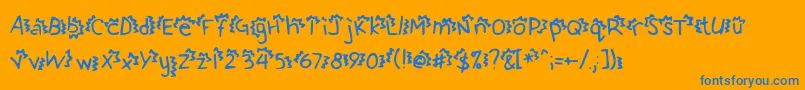 フォントBettysConfetti – オレンジの背景に青い文字