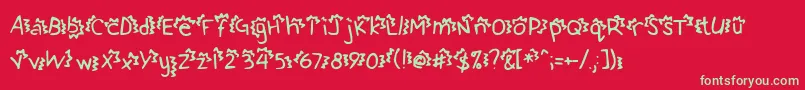 フォントBettysConfetti – 赤い背景に緑の文字