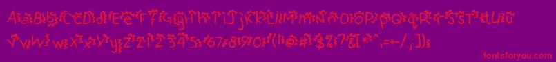 フォントBettysConfetti – 紫の背景に赤い文字