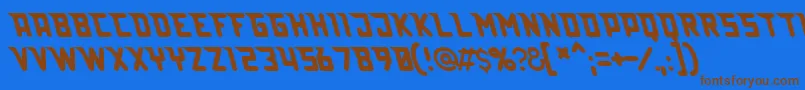 フォントLazerbeamsurprise – 茶色の文字が青い背景にあります。