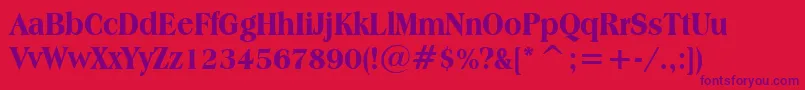 AmericanaExtraBoldCondensedBt-Schriftart – Violette Schriften auf rotem Hintergrund