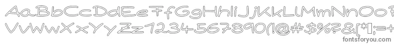 PaperPlaneHollow-fontti – harmaat kirjasimet valkoisella taustalla
