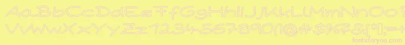 PaperPlaneHollow-fontti – vaaleanpunaiset fontit keltaisella taustalla