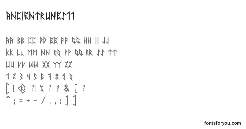 A fonte AncientRunes11 – alfabeto, números, caracteres especiais