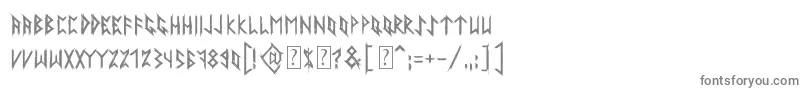 AncientRunes11-fontti – harmaat kirjasimet valkoisella taustalla