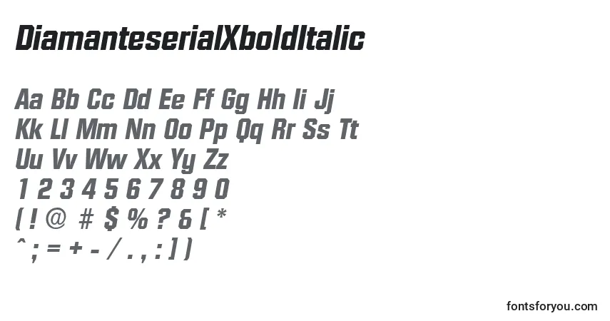 DiamanteserialXboldItalicフォント–アルファベット、数字、特殊文字