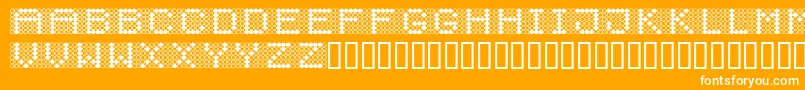 Diodos-Schriftart – Weiße Schriften auf orangefarbenem Hintergrund