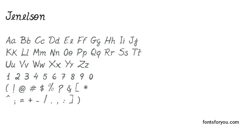 Schriftart Jenelson (64591) – Alphabet, Zahlen, spezielle Symbole