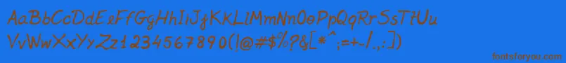 フォントJenelson – 茶色の文字が青い背景にあります。
