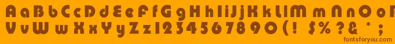 Pumpc-Schriftart – Braune Schriften auf orangefarbenem Hintergrund