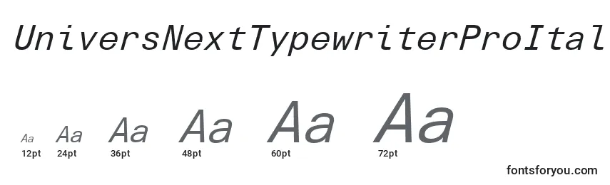 Размеры шрифта UniversNextTypewriterProItalic