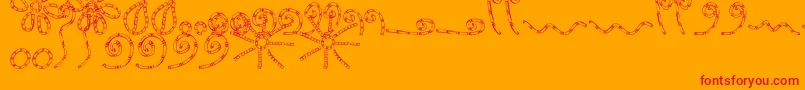 MtfChunkieDoodle-Schriftart – Rote Schriften auf orangefarbenem Hintergrund