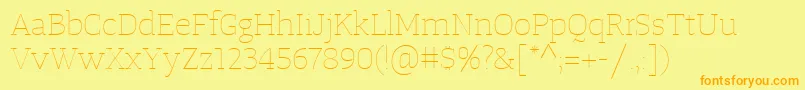 TangerserifwideUltralight Font – Orange Fonts on Yellow Background