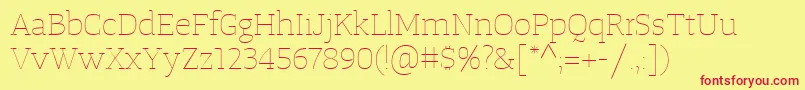 TangerserifwideUltralight Font – Red Fonts on Yellow Background