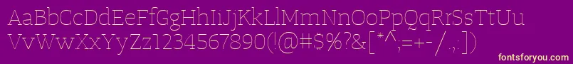 TangerserifwideUltralight Font – Yellow Fonts on Purple Background