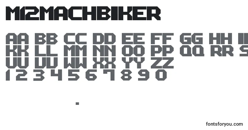 A fonte M12MachBiker – alfabeto, números, caracteres especiais