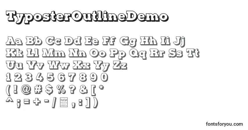 Schriftart TyposterOutlineDemo – Alphabet, Zahlen, spezielle Symbole
