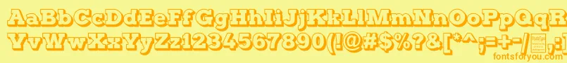 フォントTyposterOutlineDemo – オレンジの文字が黄色の背景にあります。