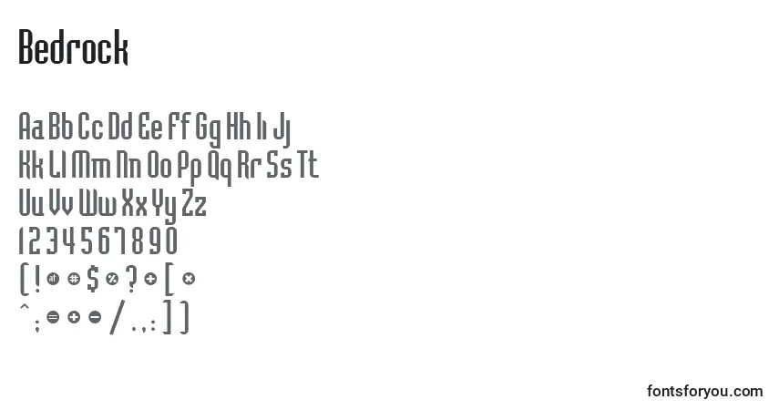Schriftart Bedrock (64599) – Alphabet, Zahlen, spezielle Symbole