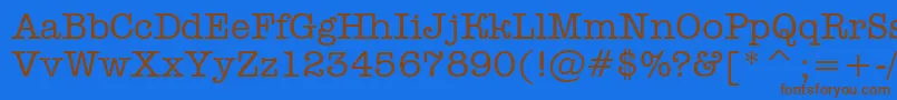 フォントAOldtyper – 茶色の文字が青い背景にあります。