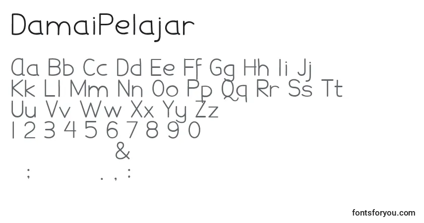 Czcionka DamaiPelajar – alfabet, cyfry, specjalne znaki