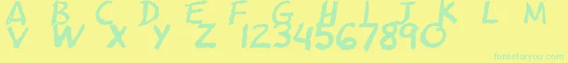 Czcionka Cfschoolzoneregular – zielone czcionki na żółtym tle