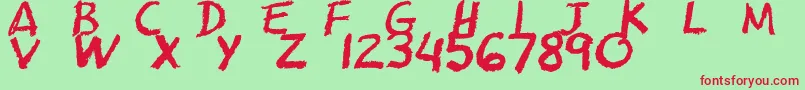 Cfschoolzoneregular Font – Red Fonts on Green Background