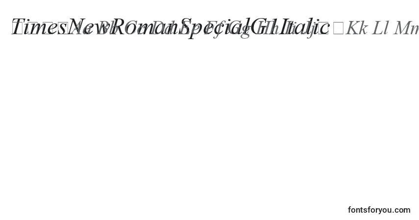 A fonte TimesNewRomanSpecialG1Italic – alfabeto, números, caracteres especiais