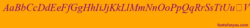 TimesNewRomanSpecialG1Italic Font – Purple Fonts on Orange Background