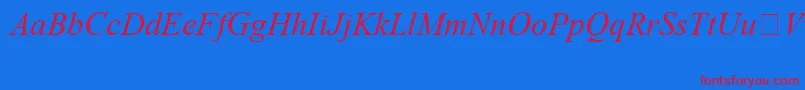 フォントTimesNewRomanSpecialG1Italic – 赤い文字の青い背景