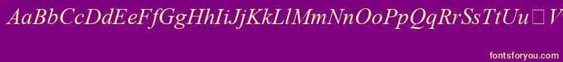 TimesNewRomanSpecialG1Italic-fontti – keltaiset fontit violetilla taustalla